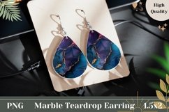 Blue Marble Teardrop Earrings, Colorful Earring Sublimation Product Image 1