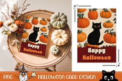 Cute Halloween Greeting Card, Halloween Black Cat Wall Art Product Image 1