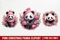 Pink Christmas Panda Sublimation Clipart Product Image 1