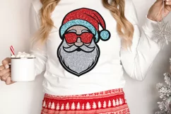 Glitter Santa PNG, Santa SVG, Santa with sunglasses PNG Product Image 2