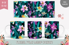 Narcissus Mug Wrap, Colorful Mug, Flowers Sublimation Product Image 1