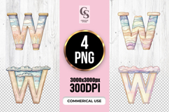 Rainbow Letter W Watercolor Alphabet Clipart Sublimation PNG Product Image 1