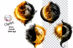 Moon, Sun, Stars, Fantasy, Ephemera, PNG, Clipart Product Image 1