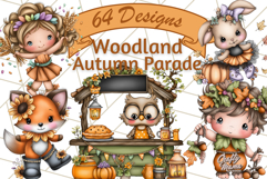 Woodland Autumn Parade Clipart 64 PNG Fall Animals Product Image 1