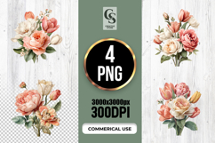 Muted Peach and Cream Rose Clipart Sublimation PNG Product Image 1