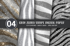 Gray Zebra Stripe Digital Paper Product Image 1