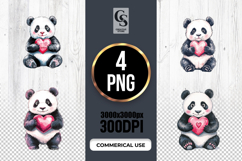 Cute Panda Holding Heart Illustration Clipart PNG Product Image 1