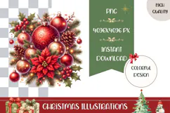 Christmas Balls Illustration, Cartoon Christmas Illustration Product Image 1