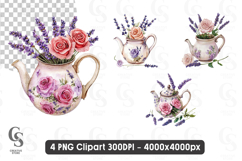 Floral Teapot Bouquet clipart sublimation png Product Image 1