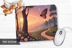 Whimsical Fairytale Butterfly Landscape Mouse Pad PNG Design Product Image 1