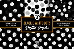 Black &amp; White Polka Dots Digital Paper Pattern Product Image 1