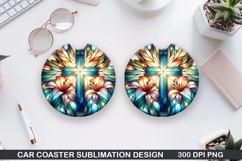 Car Coaster Sublimation|Easter Coaster PNG Design Product Image 1