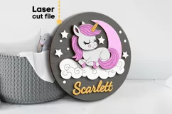 Unicorn Baby Name Sign SVG Laser cut file for Glowforge Product Image 1