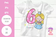 Birthday number sixth birthday party angel kawaii clipart Product Image 1