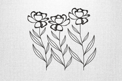 Triple Bloom Minimalist Line Art Embroidery Design Product Image 1