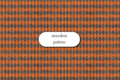 Halloween Harlequin Seamless Pattern, Orange Black Diamonds Product Image 1