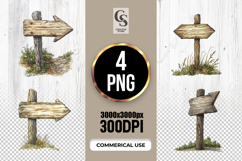 Watercolor Wooden Signpost Clipart Sublimation PNG Product Image 1