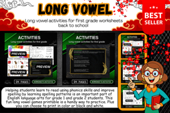 Long vowel activities for first grade Worksheets for kids Product Image 1
