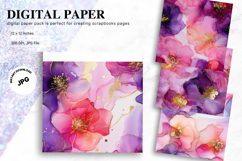Purple Watercolor Alcohol Ink Background Digital Paper Product Image 1