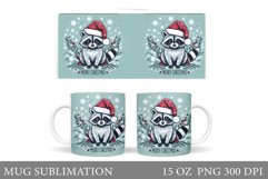 Christmas Raccoon Mug Design. Christmas Mug Sublimation Product Image 1