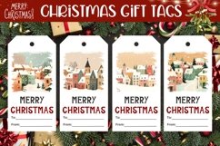 Cartoon Winter Village Gift Tags, Winter Gift Tag Printable Product Image 1