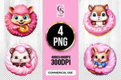 Cute Hedgehog With Donut Clipart Sublimation PNG Product Image 1