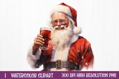 Watercolor Santa Claus Sublimation Clipart, Santa PNG Product Image 1