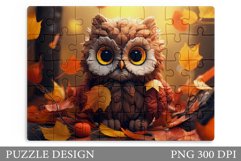 Fall Owl Puzzle Design. Cute Owl Puzzle Sublimation Product Image 1