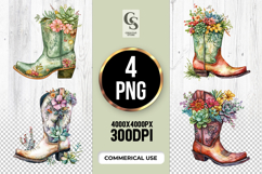 Floral Cowboy Boot Clipart Sublimation PNG Product Image 1