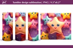 3D tumbler sublimation with stars, Cute tumbler design PNG Product Image 1