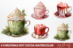 Christmas Hot Cocoa Watercolor Clipart PNG Product Image 1