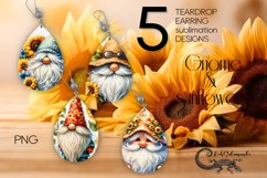 Gnome &amp; sunflowers | 5 Teardrop earring sublimation designs Product Image 1