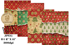 Christmas, Red, Green, Papers, Junk Journal Product Image 1