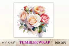 Tumbler Sublimation Design Watercolor Roses Bouquet | PNG Product Image 2