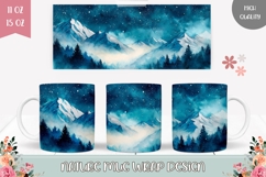 Watercolor Night Sky Mug Design, Forest Mug Template Product Image 1