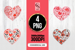 Floral Heart Illustration Clipart Sublimation PNG Product Image 1