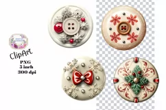 Christmas, Buttons, Ephemera, PNG, watercolor, Clipart Product Image 1