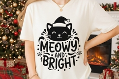 Meowy And Bright Svg, Funny Cat Christmas Svg, Cat Lover Svg Product Image 2