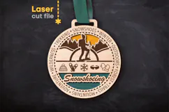 Snowshoeing Sport Medal SVG laser cut files for Glowforge Product Image 1