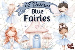 Pastel Blue Fairy Garden Clipart, Enchanted Cottagecore Png Product Image 1