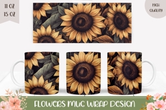 Sunflowers Mug Template, Cartoon Sunflowers Sublimation Product Image 1