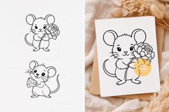 Cute Mouse svg, Cute Mouse Clipart, Line Art, Outline, png Product Image 1