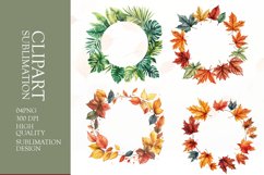 Watercolor wearth frame sublimation clipart png Product Image 1