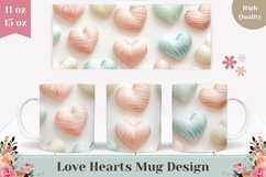 Cartoon Love Mug Design, Pastel Love Hearts Mug Wrap Product Image 1