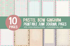 Pastel Bow Gingham Junk Journal Pages Product Image 1
