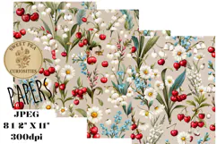 Fruit, Cherries, lily of the valley, floral, Junk Journal Product Image 1