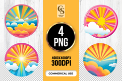 Colorful Sunrise And Cloud Clipart Sublimation PNG Product Image 1