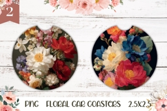 Art Flowers Car Coaster Template, Floral Coaster Print Product Image 1