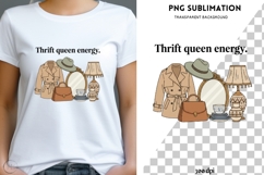 Thrift Queen Energy PNG | Vintage Thrifting Design Product Image 1