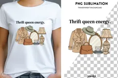 Thrift Queen Energy PNG | Vintage Thrifting Design Product Image 1
